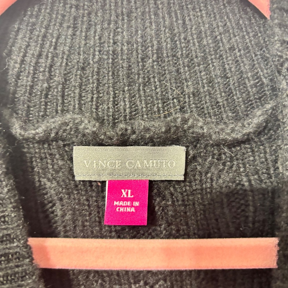 Vince Camuto Black Cable Knit Mock Neck Sweater XL‎ Balloon Sleeve NWT - Picture 3 of 9